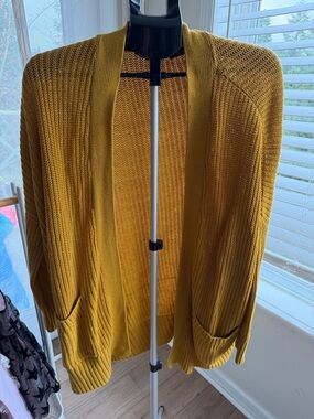 BDG Open-Front Knit Cardigan Sweater - Mustard Yellow